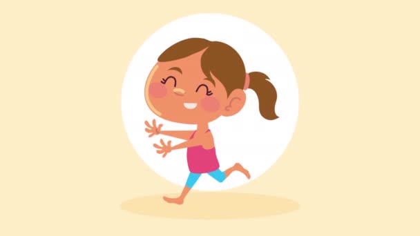 Little girl running character animation — Video Stock