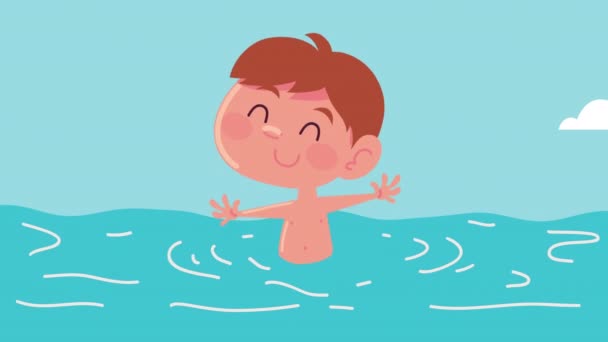 Boy in summer vacations animation — Vídeos de Stock
