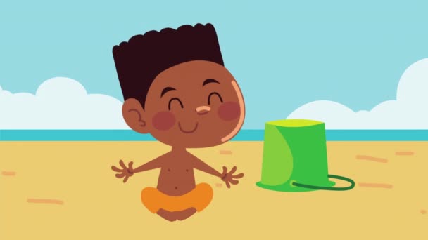 Menino em férias de verão animação — Vídeo de Stock