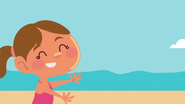 Girl in summer vacation animation — Video
