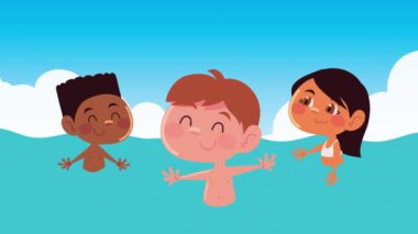 kids in summer vacations animation