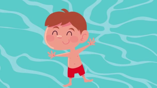 Jongen in de zomer vakantie animatie — Stockvideo