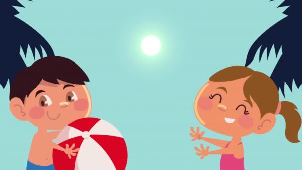 Niños en vacaciones de verano animación — Vídeos de Stock