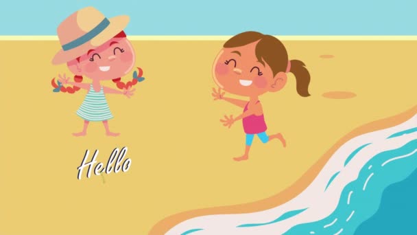 Crianças em férias de verão animação — Vídeo de Stock