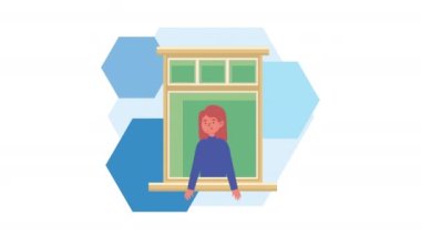 Penceredeki kadın karantina karakteri