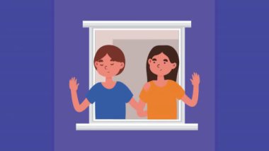 Pencerelerdeki çiftler karantina karakterleri