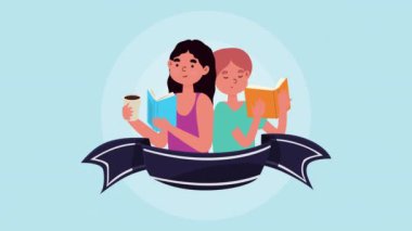 Kitap karakterleri okuyan genç bir çift.