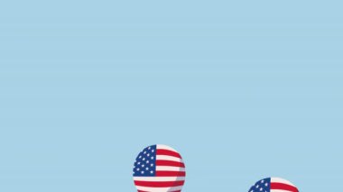 Balonlarda Amerikan bayrağı Helyum animasyonu