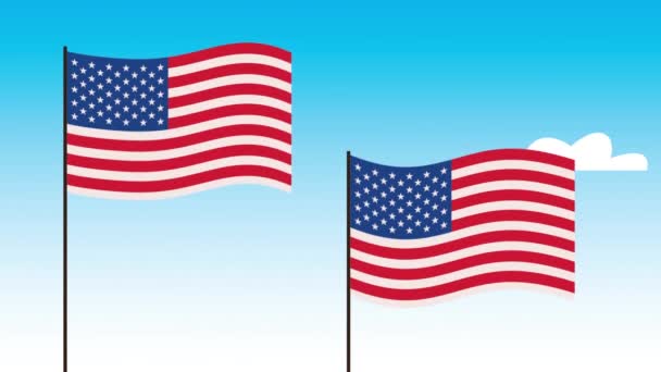 Usa animation with flags waving — 비디오
