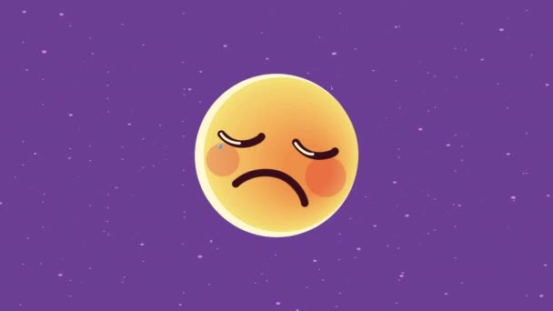 Sad emoticon character animation — Stockvideo
