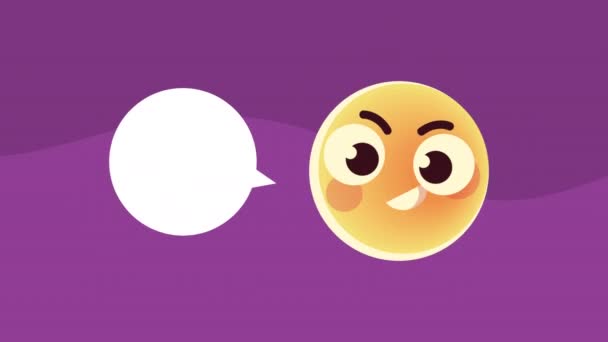 Emoticon character with speech bubble animation — Stockvideo