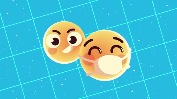 Dois personagens emoticons animação — Vídeo de Stock