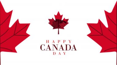 happy canada day lettering animation