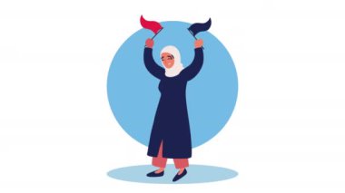 woman with malaysian flag animation