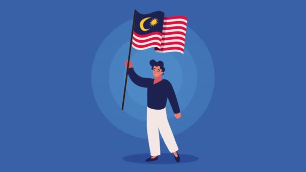 Άνθρωπος με malaysian σημαία animation — Αρχείο Βίντεο