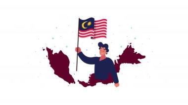 boy with malaysian flag animation