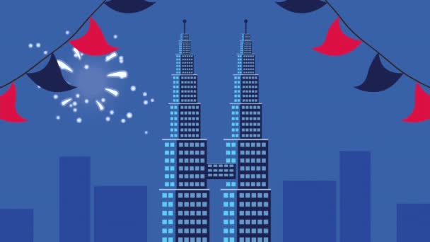 Malaysian petronas towers animation — Video Stock