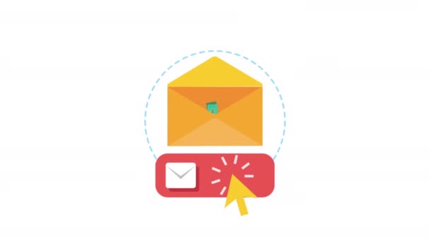 Envelopes e-mail enviar animação mensagem — Vídeo de Stock