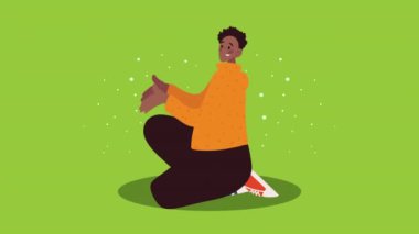 afro man seated character