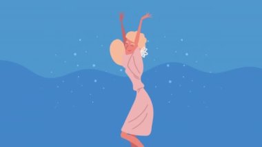 elegant bridesmaid girl character animation