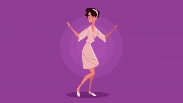 Elegant bridesmaid girl character animation — Vídeo de Stock