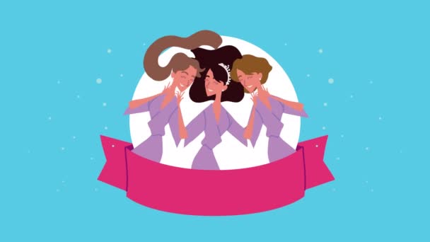 Družičky dívky skupinové postavy animace — Stock video