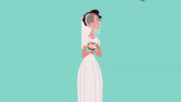 Elegant married wife character animation — Stok Video