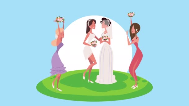 Bridesmaids girls group and wife animation — Video Stock