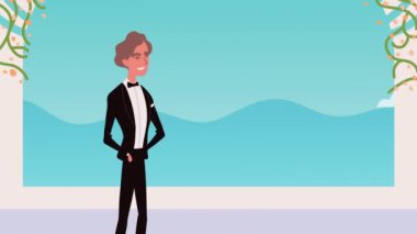 Zarif evli erkek karakteri animasyonu