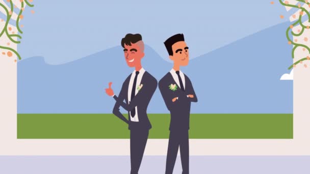 Elegant marrried men characters animation — Video
