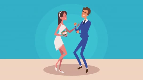 結婚式のカップルの恋人の文字 — ストック動画