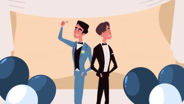 Animasi karakter pria menikah yang elegan — Stok Video