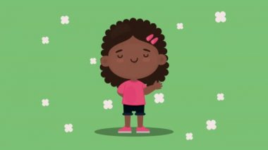 Mutlu küçük kız karakteri kutluyor