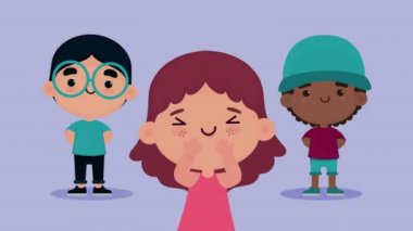 küçük üç çocuk karakter animasyonu