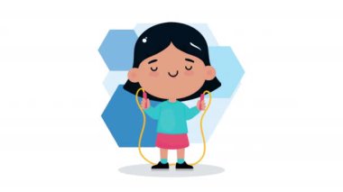 Küçük kız spor karakteri çalışıyor.