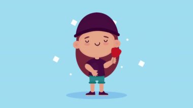 Küçük kız spor karakteri çalışıyor.