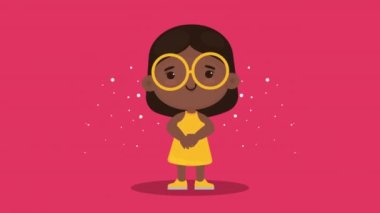 afro küçük kız karakter animasyonu