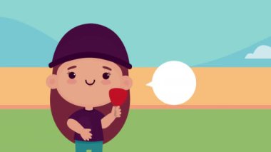 little girl practicing sport character