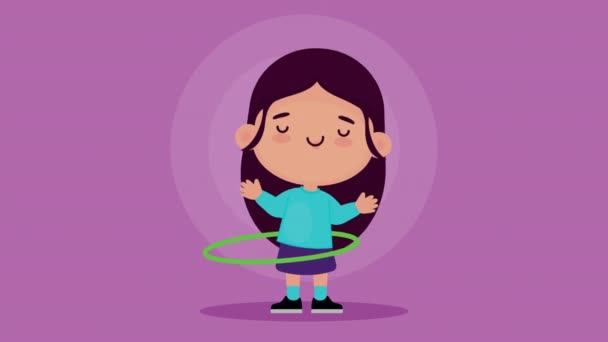 Little girl practicing sport character — Vídeos de Stock