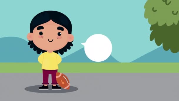 Little girl practicing sport character — Vídeos de Stock