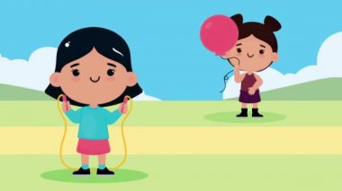 little kids practicing sports characters