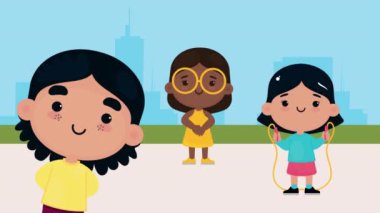 little kids practicing sport character