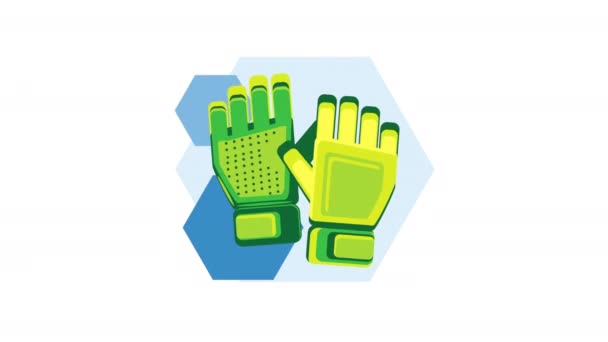 Soccer sport goalkeeper gloves animation — Stock video