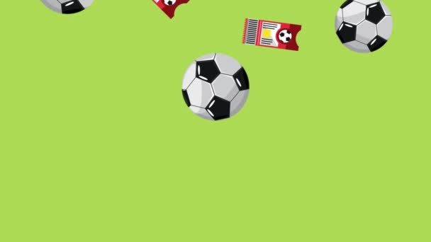 Soccer sport balloons and tickets pattern — Stockvideo