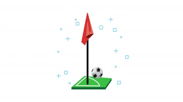 Voetbal sport hoek vlag animatie — Stockvideo