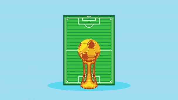 Анимация к призу за футбольный трофей — стоковое видео
