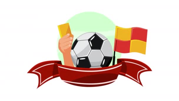 Fútbol deporte globo y bandera — Vídeos de Stock