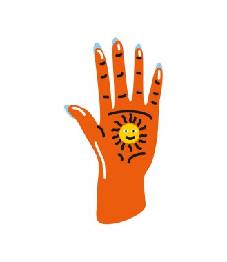 hand with printed sun