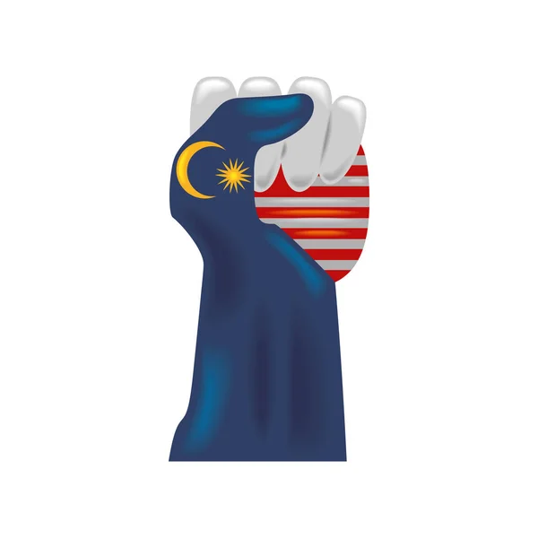 Hand flag malaysia, independent day - Stok Vektor