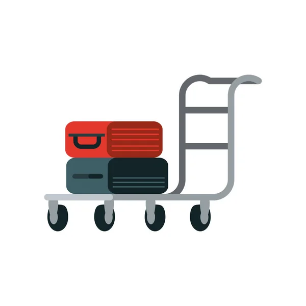 Airport hand cart with luggage — Stock Vector